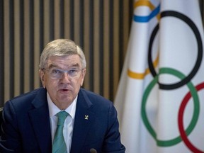 International Olympic Committee (IOC) President Thomas Bach speaks at the start of the IOC Executive Board meeting at the Olympic House in Lausanne, Switzerland on December 5, 2022.