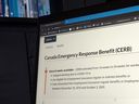The landing page for the Canada Emergency Response Benefit is seen in Toronto, Monday, Aug. 10, 2020.
