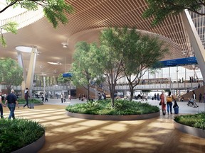 The designers of Portland International Airport’s new main terminal aimed to evoke city streets and parks with live vegetation and corridors lined by stores. Port of Portland