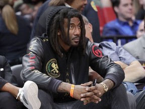 Former NBA basketball player Amar'e Stoudemire watches during the second half of an NBA basketball game between the Miami Heat and Sacramento Kings, Monday, Jan. 20, 2020, in Miami.
