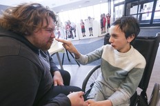 Variety staffer Brian Hay, left, mugs with Giacomo Bonetta at the Village.