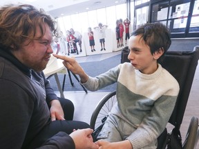 Variety staffer Brian Hay, left, mugs with Giacomo Bonetta at the Village.