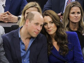 Prince William and Kate, Princess of Wales, watch the NBA basketball game between the Boston Celtics and the Miami Heat on Wednesday, Nov. 30, 2022, in Boston.