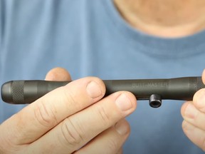 Mark Serbu displays the Butt Master single shot pen gun he designed 23 years ago in a YouTube video where he questions how the Canadian government would know about it when it's the only one in existence.