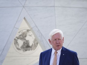 Canadian Ambassador to the United Nations Bob Rae speaks to media at the United Nations in New York on September 20, 2022.