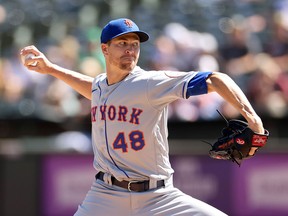 Jacob deGrom of the New York Mets pitches against the Oakland Athletics at RingCentral Coliseum on September 24, 2022 in Oakland.