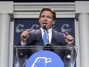 FILE - Florida Gov. Ron DeSantis speaks on Nov. 19, 2022, in Las Vegas. Gov. DeSantis said Tuesday, Dec. 13, 2022 that he plans to petition the state's Supreme Court to convene a grand jury to investigate "any and all wrongdoing" with respect to the COVID-19 vaccines.