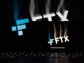 The FTX Cryptocurrency Derivatives Exchange logo on a laptop screen arranged in Riga, Latvia, Nov. 24, 2022.