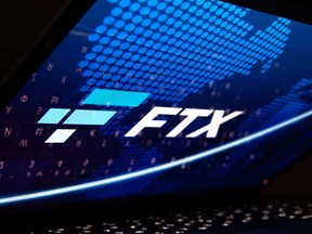 The FTX Cryptocurrency Derivatives Exchange logo on a laptop screen arranged in Riga, Latvia, Nov. 24, 2022.
