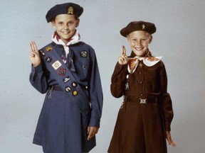Girl Guide of Canada (left) and Brownie, circa 1975.