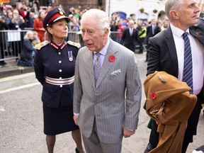 King Charles — pictured at an event where he was egged in November in the northern English city of York — will have health problems in 2023, according to psychic Nicolas Aujula. (Getty Images)