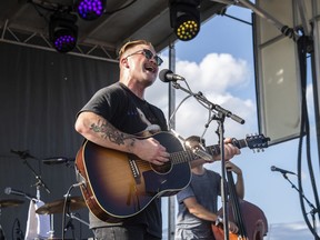Zach Bryan performs at the Railbird Music Festival in Lexington, Ky., Aug. 29, 2021.