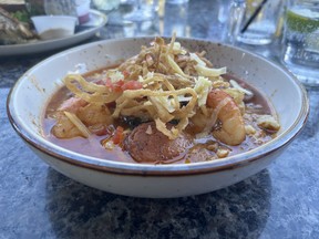 Grits dressed up with shrimp and more at The Living Room on Main St. in Dunedin. Veronica Henri photo