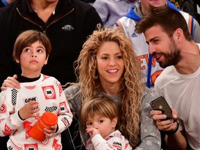 Shakira and Gerard Pique with their children in 2017.