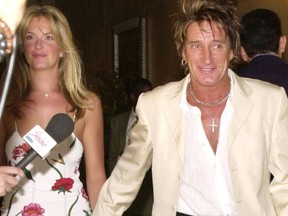 Penny Lancaster and Rod Stewart in California on September 16, 2000.