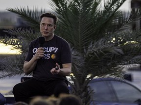 Elon Musk speaks during in Boca Chica Beach on Aug. 25, 2022.
