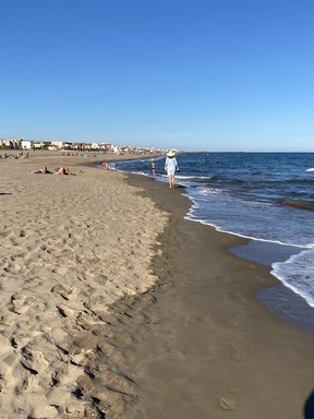 Take a walk with your toes in the Mediterranean Sea while visiting seasonal L’Hospitalet Beach on Narbonne plage. CYNTHIA MCLEOD/TORONTO SUN