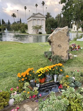 The graves of Chris Cornell, lead singer of Soundgarden, and (far right) Halyna Hutchins, who was killed on the set of Rust, at Hollywood Hills. CYNTHIA MCLEOD/TORONTO SUN