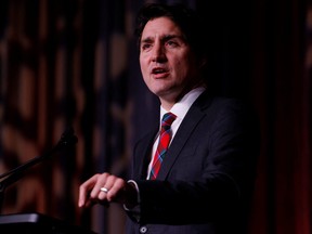 Prime Minister Justin Trudeau speaks at the Liberal national caucus holiday party in Ottawa, Dec. 14, 2022.