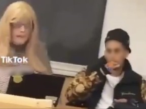 Video recently surfaced on social media of a student at an unidentified school apparently vaping while sitting next to trans high school teacher Kayla Lemieux, whose controversial choice to wear Size Z prosthetic breasts and a blonde wig have been supported by the Halton District School Board.