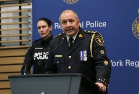 York Regional Police Chief Jim MacSween speaks to reporters on Monday, Dec. 19, 2022. JACK BOLAND/TORONTO SUN