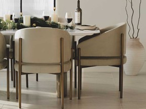 Curvy-lined furnishings stay on-trend for another year. Solana Dining Chair, $466, roveconcepts.com