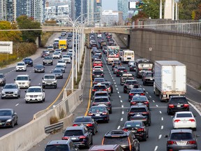 The Gardiner Expressway during the afternoon rush hour in Toronto, Ont. on Thursday, Oct. 6, 2022.