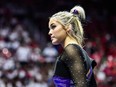 Olivia Dunne of LSU looks on during a PAC-12 meet against Utah at Jon M. Huntsman Center on January 6, 2023 in Salt Lake City, Utah.