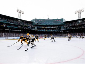A general view during the first period of the game between the Pittsburgh Penguins and Boston Bruins in the 2023 Discover NHL Winter Classic at Fenway Park on January 02, 2023 in Boston, Massachusetts.