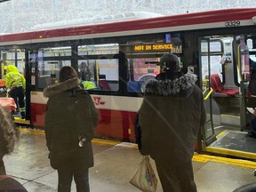 Toronto Police say a 16-year-old boy was stabbed on a TTC bus at Bloor St. W. and Old Mill Trail on Wednesday, Jan. 25, 2023.