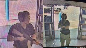 This CCTV image courtesy of KTSM 9 News Channel, shows the gunman identified as Patrick Crusius, 21, entering the Cielo Vista Walmart store in El Paso on Aug. 3, 2019.