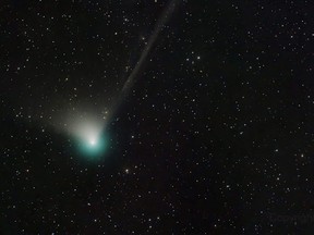 This handout picture obtained from the NASA website on January 6, 2022 shows the Comet C/2022 E3 (ZTF) that was discovered by astronomers using the wide-field survey camera at the Zwicky Transient Facility this year in early March