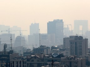 This picture shows air pollution in the Iranian capital Tehran, on Jan. 28, 2023.