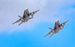 Two CF-18 Hornet fighter jets fly over McMahon Stadium at the start of the Labour Day Classic between the Calgary Stampeders and Edmonton Elks on Monday, September 5, 2022.Gavin Young/Postmedia