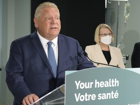 Ontario Premier Doug Ford makes an announcement on health care in the province with Health Minister Sylvia Jones in Toronto, Monday, Jan. 16, 2023. THE CANADIAN PRESS/Frank Gunn