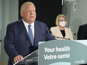 Ontario Premier Doug Ford makes an announcement on healthcare in the province with Health Minister Sylvia Jones in Toronto, Monday, Jan. 16, 2023. THE CANADIAN PRESS/Frank Gunn