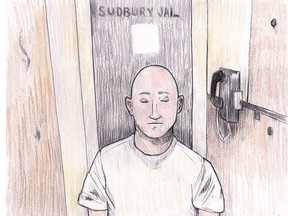 Dustin Epp appeared in court via video from the Sudbury Jail on Friday Jan. 27, 2023. Charles Vincent/Special to The Free Press
