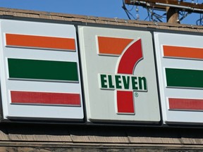 A sign outside a 7-Eleven store in seen in Glendale, California, July 11, 2022. (Photo by ROBYN BECK/AFP via Getty Images)