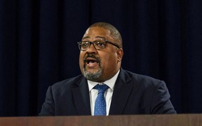 District Attorney Alvin Bragg speaks at a press conference to discuss the charges against Steve Bannon in New York on September 8, 2022.