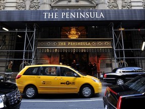 Exterior of The Peninsula Hotel February 9, 2010 on Fifth Avenue in New York. Gigi Jordan, a Belgian 49-year old woman was arrested February 5, after she allegedly killed her 8-year old son at the five-star star hotel in Manhattan. After killing her son, she tried to commit suicide. (Photo credit should read STAN HONDA/AFP via Getty Images)