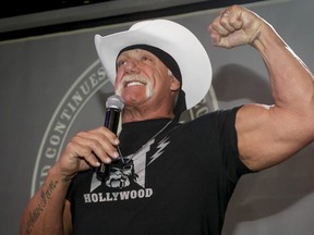 Hulk Hogan makes an appearance in Calgary on Nov. 29, 2013.