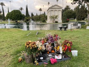 The gravesite of Halyna Hutchins at Hollywood Forever Cemetery in Los Angeles on Nov. 1, 2022. CYNTHIA MCLEOD/TORONTO SUN