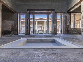 A general view shows part of Casa dei Vettii which has been reopened to the public after 20 years at the archeological site of the ancient Roman city of Pompeii in this undated handout photo obtained by Reuters on Jan. 10, 2023.