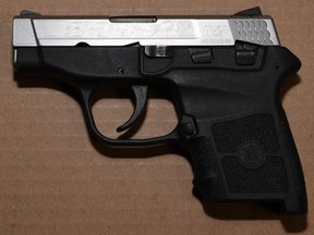 Praveen Rajenthiran, 27, of Ajax, faces an assortment of charges after he was allegedly caught driving impaired while armed with this loaded gun in Markham on Monday, Jan. 9, 2023.