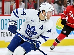 Maple Leafs defenceman Morgan Rielly picked up his first goal of the season on Sunday against Washington.