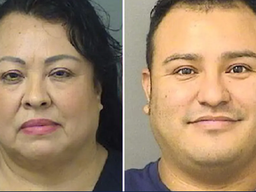 Mom Amparo Latin Barillas and son Glin Yan Zuniga Latin are accused of running a brothel in a South Florida apartment.
Palm Beach Co. Sheriff's Office