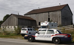 Toronto Police detectives, Forensics officers and members of the Waterloo Regional Police Drug Squad returned to accused killer Dellen Millard’s farm west of Cambridge Monday. CHRIS DOUCETTE/TORONTO SUN