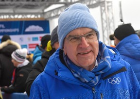 International Olympic Committee (IOC) President Thomas Bach is pictured after the women’s singles luge event at the FIL World Championships in Oberhof, Germany, Jan. 28, 2023.