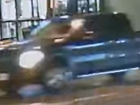 An image released by Toronto Police of a pickup truck wanted in a fatal hit-run at Lakeshore Blvd. W. and Second St. on Jan. 4, 2023.