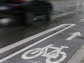 Pictured are bike lanes on Yonge St., north of Bloor St., on July 17, 2021. Veronica Henri/Toronto Sun/Postmedia Network